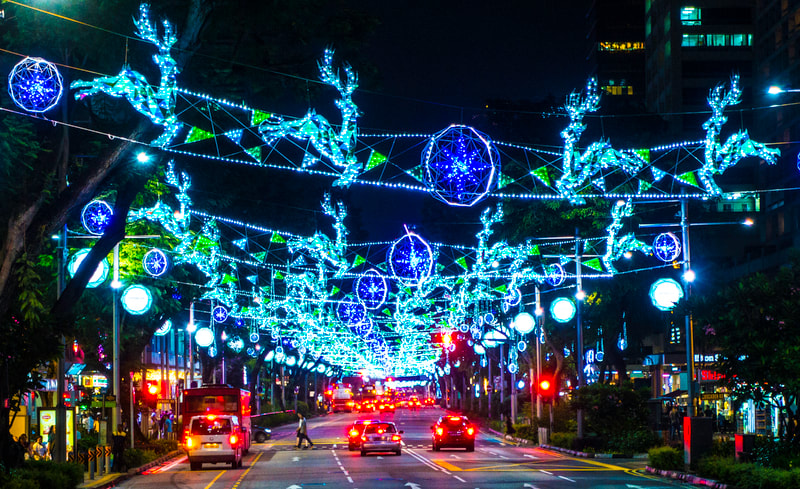 Orchard Road in Singapore lit up for Christmas.